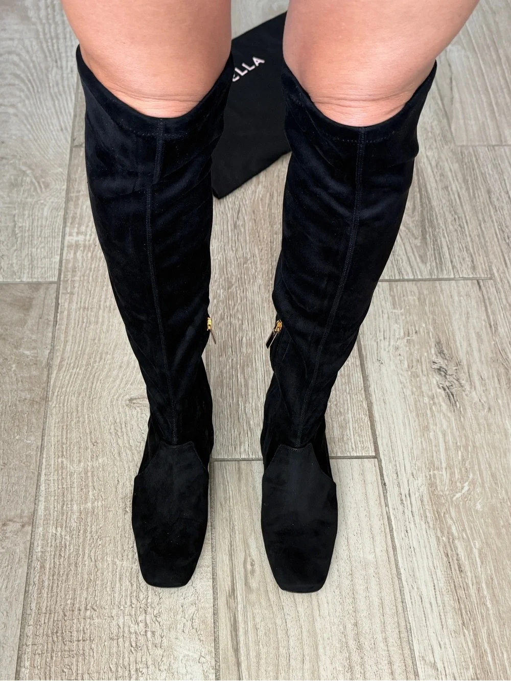 Marella Black Knee-High Suede Boots